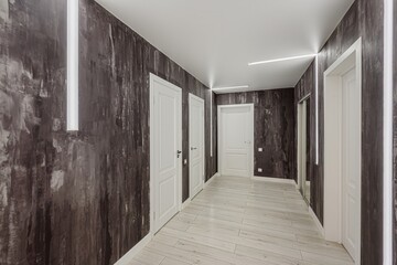 standard room interior apartment. room doors, renovation corridor lobby entrance hall