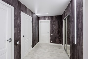 standard room interior apartment. room doors, renovation corridor lobby entrance hall