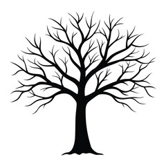 Obraz premium clean silhouette vector of bare tree.