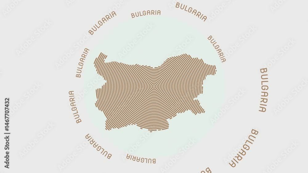 Poster bulgaria shape with dynamic circles visual effect. animation of bulgaria logo appearing from rotatin