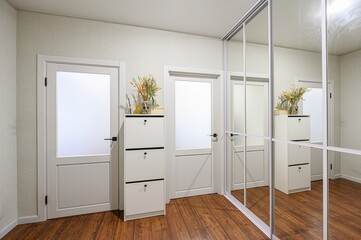 standard room interior apartment. room doors, renovation corridor lobby entrance hall