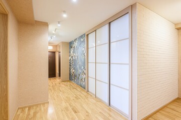 standard room interior apartment. room doors, renovation corridor lobby entrance hall