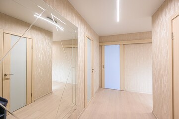 standard room interior apartment. room doors, renovation corridor lobby entrance hall