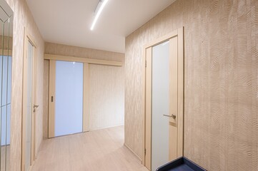standard room interior apartment. room doors, renovation corridor lobby entrance hall