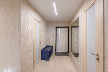 standard room interior apartment. room doors, renovation corridor lobby entrance hall