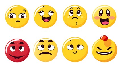 Fototapeta premium Professional vector icons of smiley faces for creative projects and designs