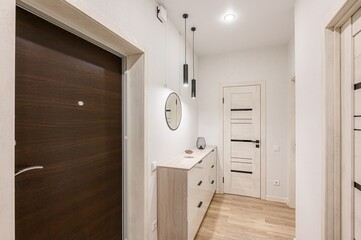 standard room interior apartment. room doors, renovation corridor lobby entrance hall
