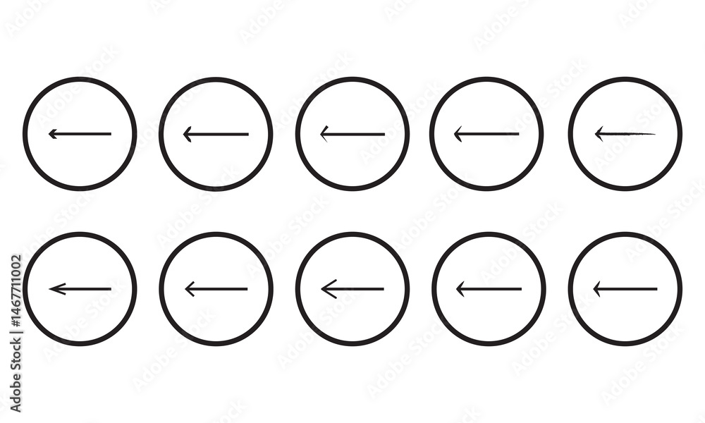 Poster arrows icons set. set of line vector icon with editable stroke. arrow next icon. left direction symb