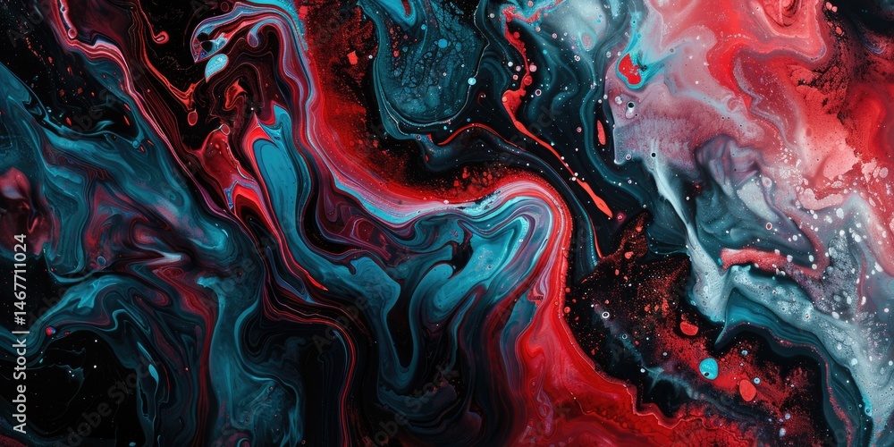 Poster abstract red and blue swirling patterns. abstract image of watercolor fluid texture with blue and re