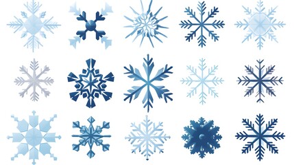 Fototapeta premium Elegant Winter Vector Snowflakes with Handmade Design and Long Shadows