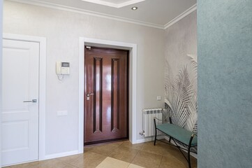 standard room interior apartment. room doors, renovation corridor lobby entrance hall