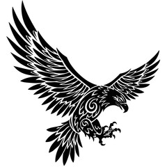 Fototapeta premium Tribal-style soaring eagle with detailed patterns 