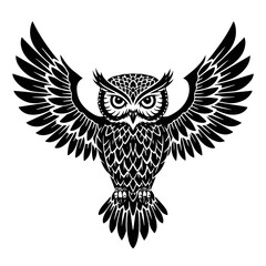 Obraz premium Tribal-style Totemic owl with outstretched wings 