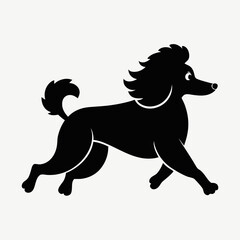 Elegant Black Poodle Dog Icon in Motion