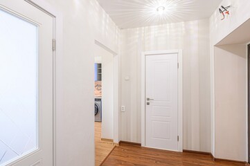 standard room interior apartment. room doors, renovation corridor lobby entrance hall