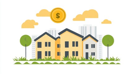 Pixelated property investments home values urban neighborhood financial growth estate investment community vector illustration