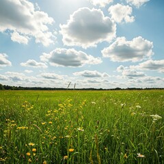 green field and blue sky
