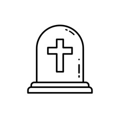 Fototapeta premium Gravestone with cross outline on white background