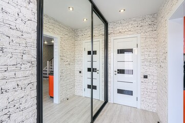 standard room interior apartment. room doors, renovation corridor lobby entrance hall