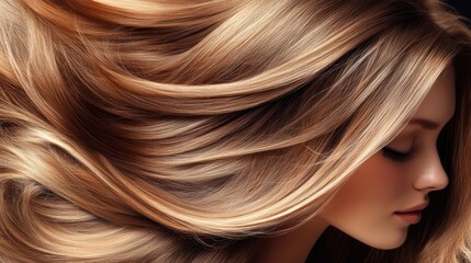 Fototapeta premium Close-up of flowing blonde hair with soft lighting
