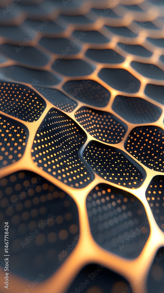 Poster abstract orange and black hexagonal mesh background