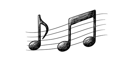 Musical Notes on Staff Hand Drawn Style Sheet Music