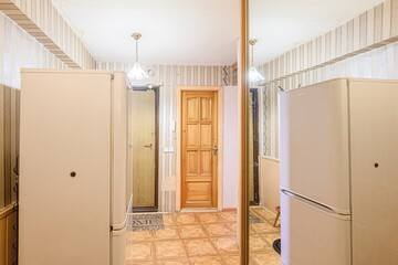 standard room interior apartment. room doors, renovation corridor lobby entrance hall
