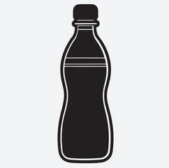 Evian natural spring water bottle silhouette vector art illustration, illustration of bottle of water