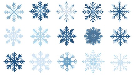High-Quality Elegant Snowflakes Set Isolated on White Background for Winter Designs