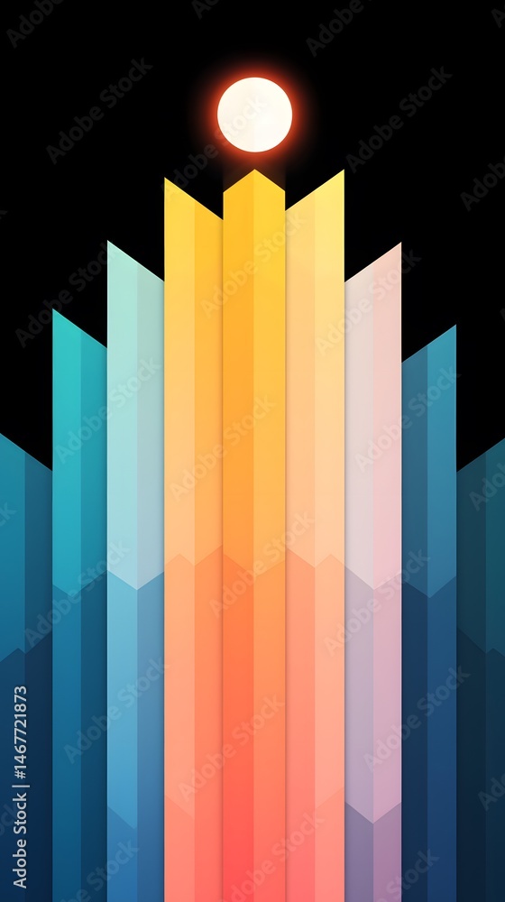 Poster Abstract Pastel Geometric Background with Vertical Gradient Lines