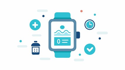 Smart Watch Interval Training Display HIIT Running illustration on white background.
