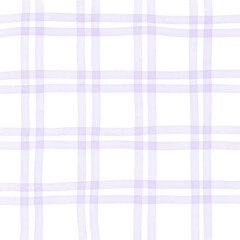 Purple White Plaid Gingham Check Hand Drawn Background Pattern Overlay