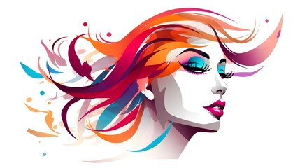 Fashionable Woman's Face Logo on White Background for Branding and Marketing