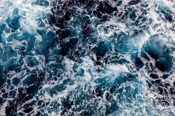 Sea surface background. Aerial view of breathtaking foamy water. Can be used in covers, packaging, posters, textures, cards, art and design projects. Elegant vector illustration.