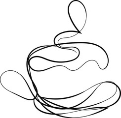 Abstract One Line Drawing of a Birthday Cake with Candle