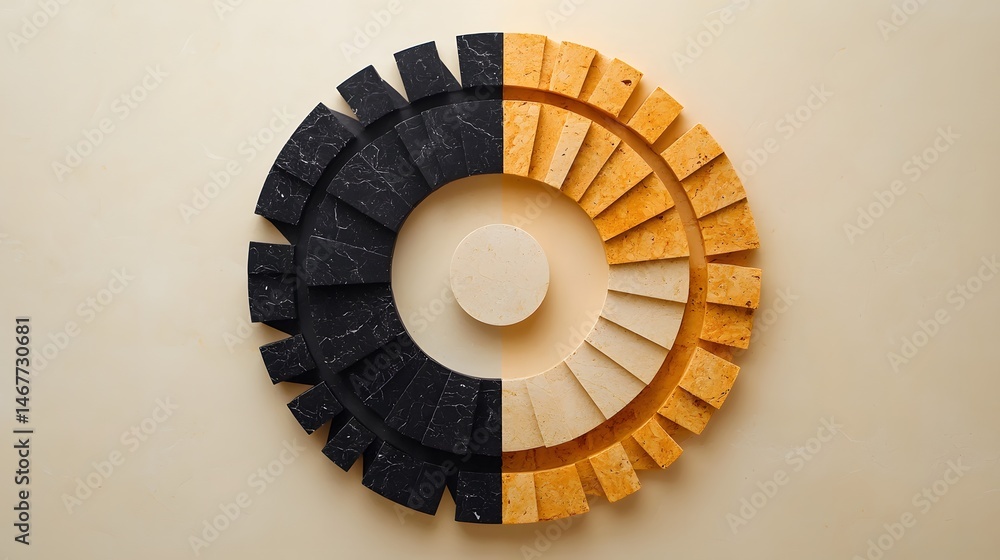 Poster abstract rotating square spiral in minimalist style with neutral colors