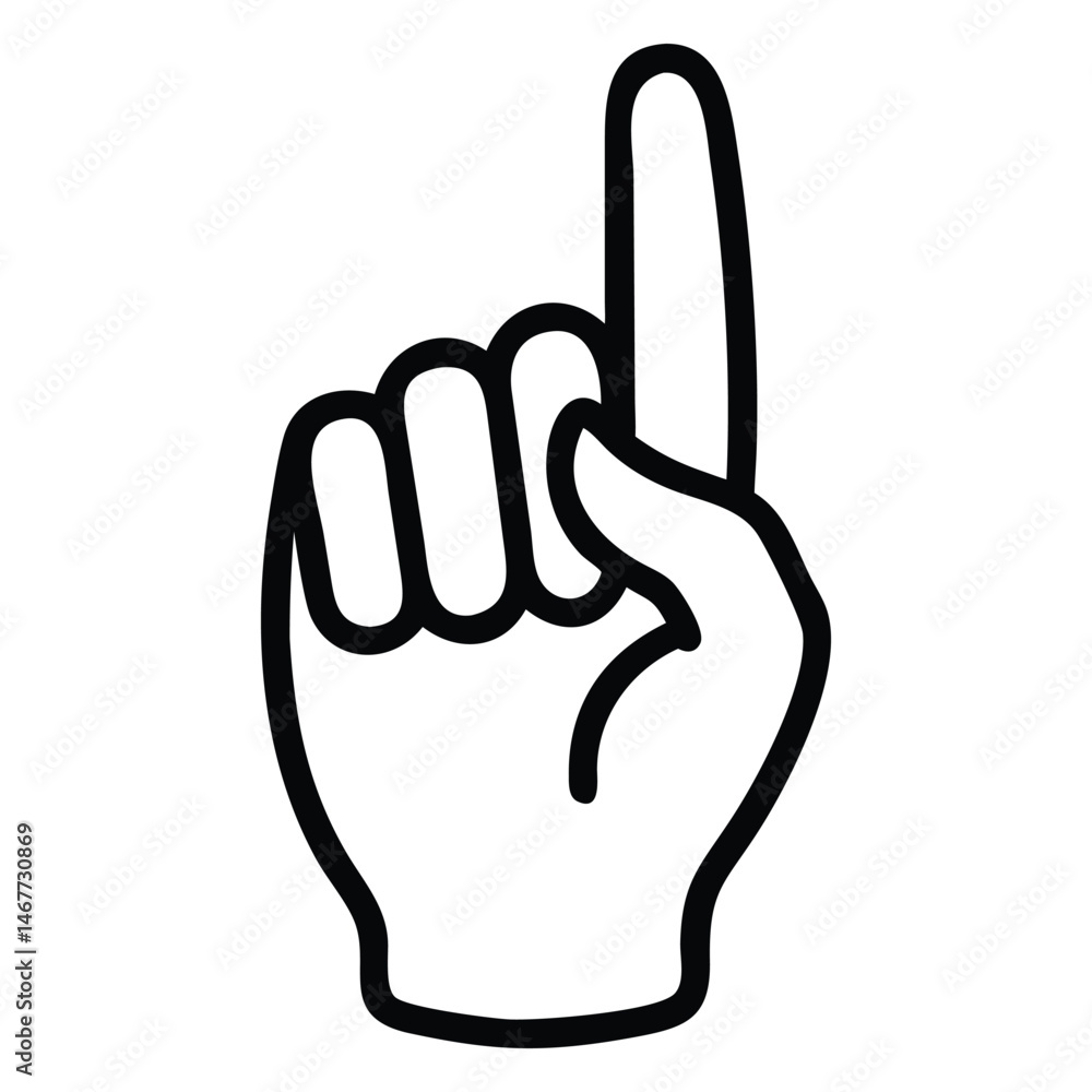 Poster black outlined hand shows index finger pointing upward representing guidance