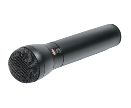 Live music performance using microphone at concert vibrant atmosphere isolated on transparent background