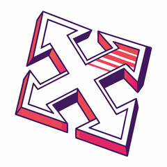 3D data flow symbol with angular shapes and vibrant gradients