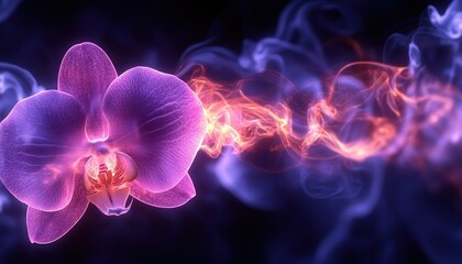 Enchanting Purple Orchid with Ethereal Smoke Effects in Background