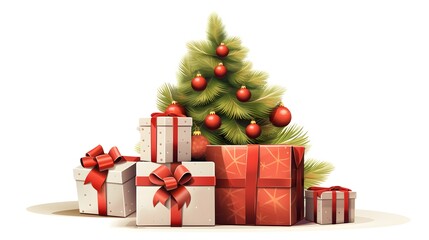 Obraz premium Elegant Merry Christmas and Happy New Year Background with Pile of Festive Decorations