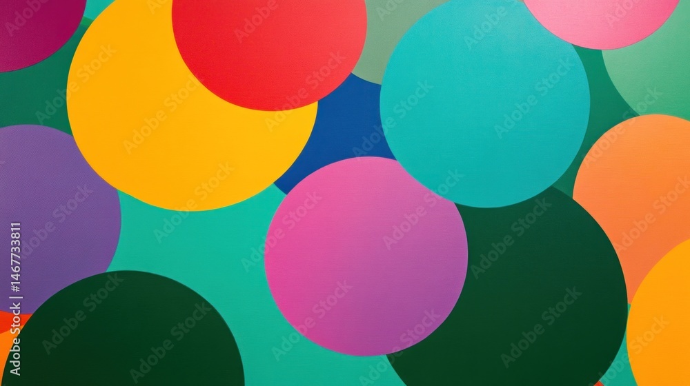 Aufkleber interlocking colorful circles creating a bold and vibrant modern background