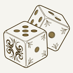 Luxury marble dice icon with gold inlay and rich texture