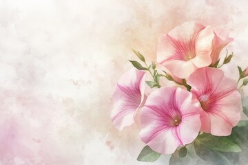 Delicate watercolor style flowers in soft pastel colors.