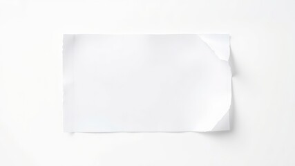 A Blank, Torn, White Sheet of Paper on a White Background, Ideal for Note-Taking or Message Display