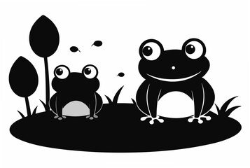 Obraz premium two frogs on a branch