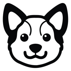 Cute dog face displays charming expression with simple line work and rounded features