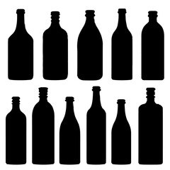 set of bottles isolated