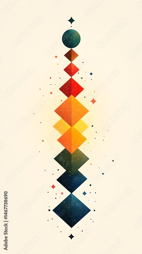 Aufkleber abstract vertical geometric composition with colorful shapes and pixelated texture