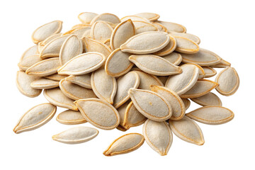 Isolated on white, these closeup views feature organic and healthy sunflower and pumpkin seeds, natural ingredients often enjoyed as a roasted snack